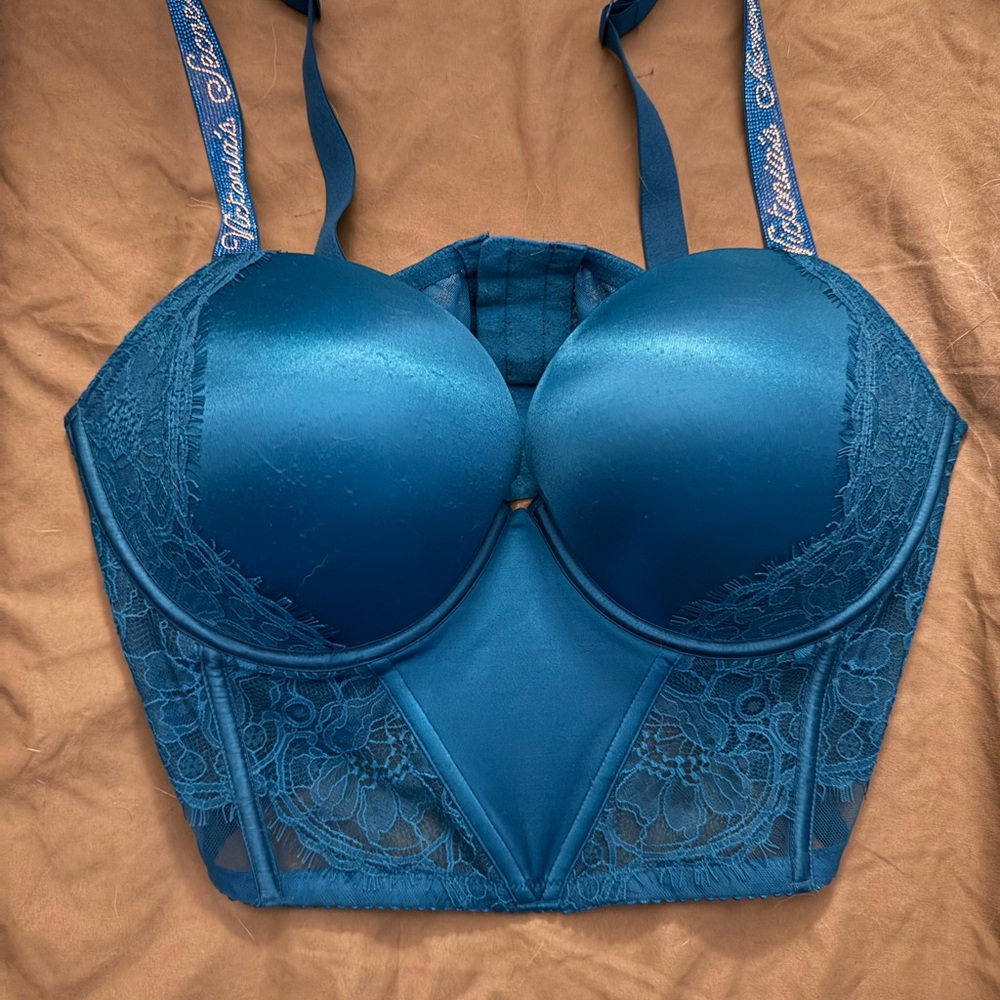 Victoria's Secret Deep Blue Lace push-up corset Bra